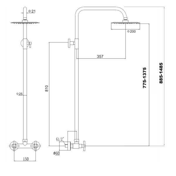 Душевая система Fmark FS8405, сатин. Фото 2