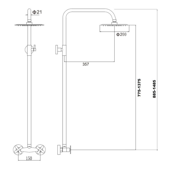 Душевая система Fmark FS8505, сатин. Фото 2