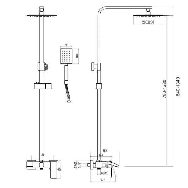 Душевая система Fmark FS8645, сатин. Фото 2