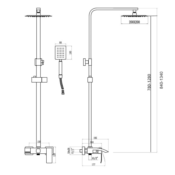 Душевая система Fmark FS8645H, черный. Фото 2