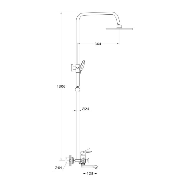 Душевая система G.Lauf GOB16-A134, хром. Фото 2