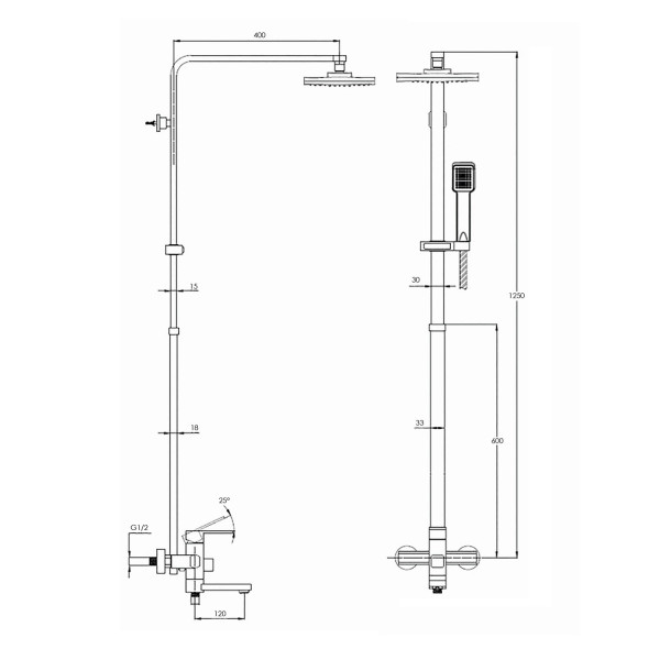 Душевая система G.Lauf NEB16-A123, хром. Фото 2