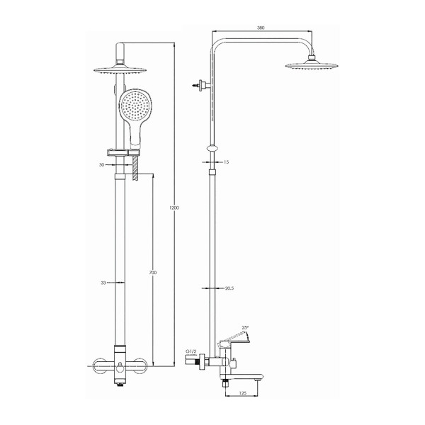 Душевая система G.Lauf NOB16-A128, хром. Фото 2