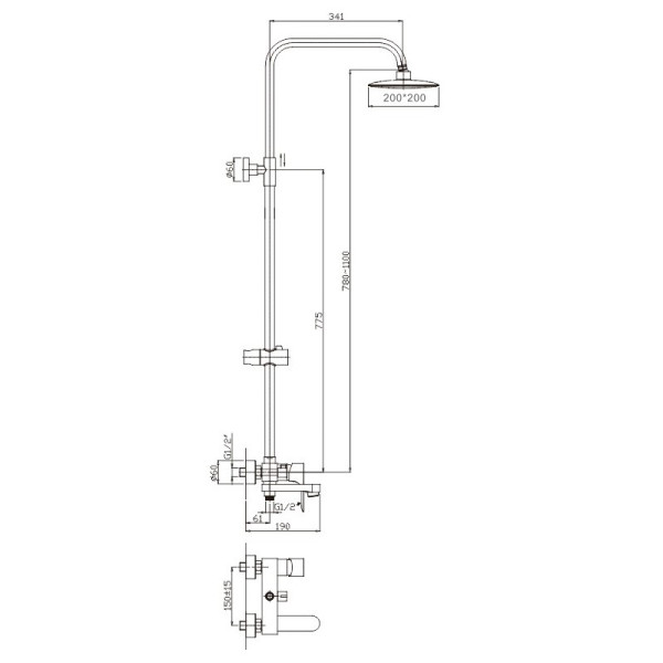 Душевая система Haiba HB2401, хром. Фото 2