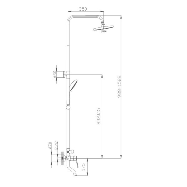 Душевая система Haiba HB2423, хром. Фото 2