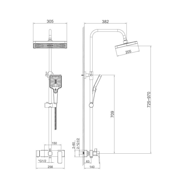 Душевая система Haiba HB24512, хром. Фото 5