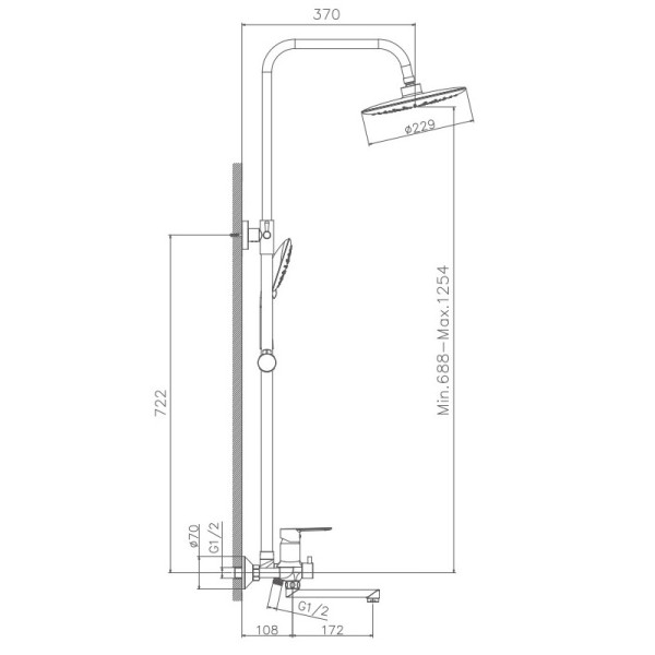 Душевая система Haiba HB24557-8, белый. Фото 2