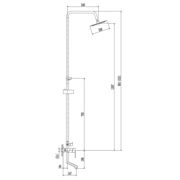 Душевая система Haiba HB24807, сталь. Фото 2