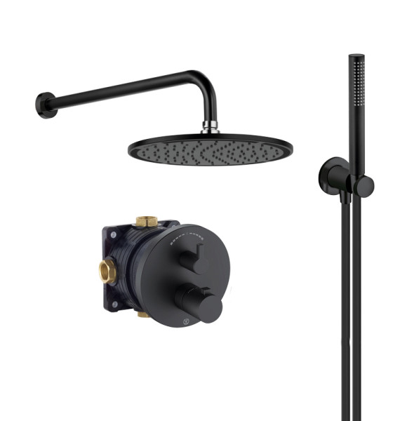 Душевая система Kludi Nova Fonte 7 in1 с термостатом, черный матовый (209303915). Фото 1