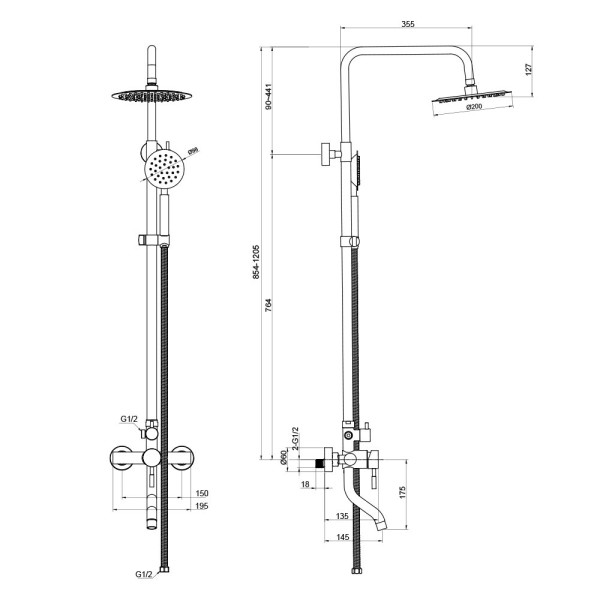 Душевая система Olive s BALEAR 13511BL, сатин. Фото 2
