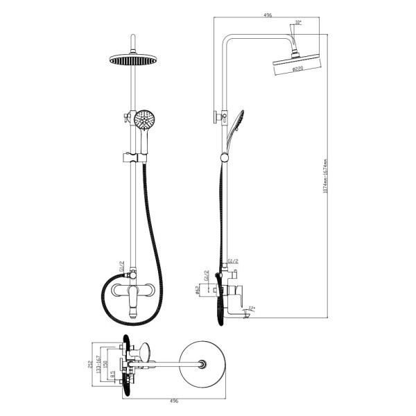 Душевая система Olive s BARROS 22511-1BR, хром. Фото 2