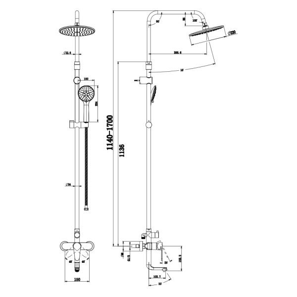 Душевая система Olive s BARROS 22511-1BRB, черный. Фото 2