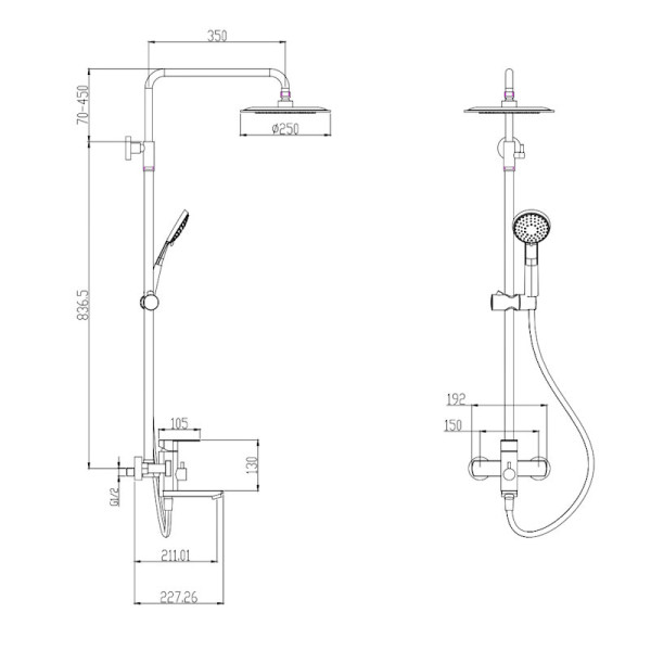 Душевая система OLIVE S ESTENA 29292ENB, черный. Фото 2