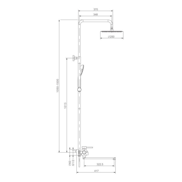 Душевая система Prohanss P31.24.05, сатин. Фото 2