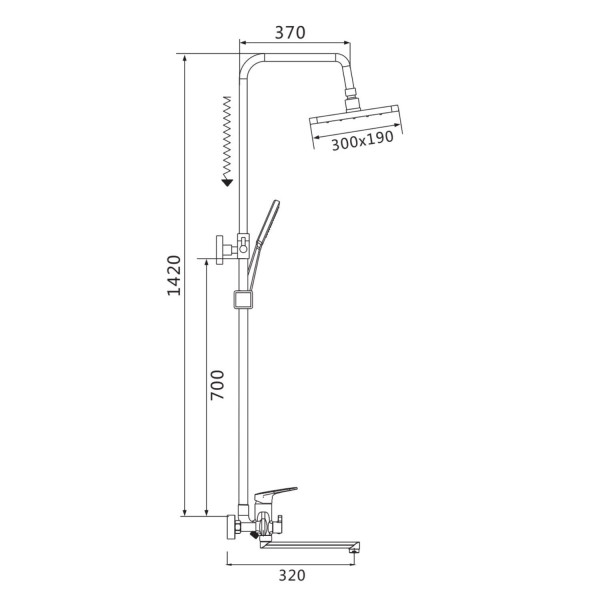Душевая система Raffine F3685T, оружейная сталь. Фото 2