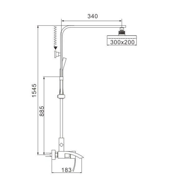 Душевая система Rose R1536F, белый/хром. Фото 2