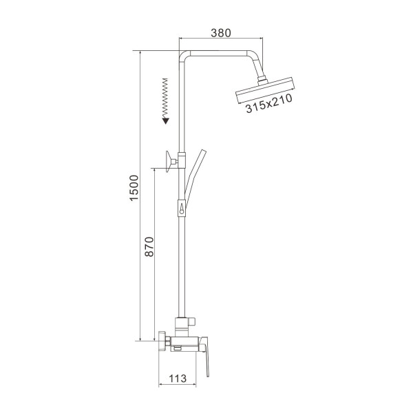 Душевая система Rose R1836H-6, черный. Фото 2