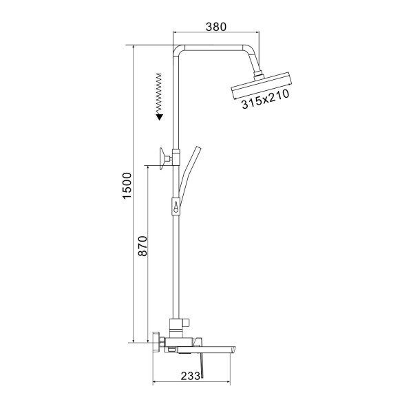Душевая система Rose R1836H, черный. Фото 2