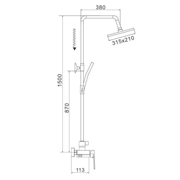 Душевая система Rose R1836T-6, пепельный. Фото 2
