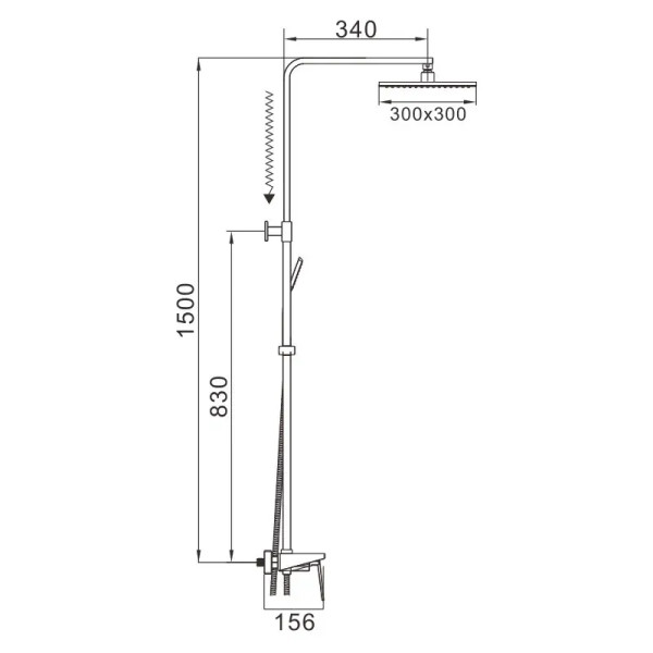 Душевая система Rose R2036, хром. Фото 2