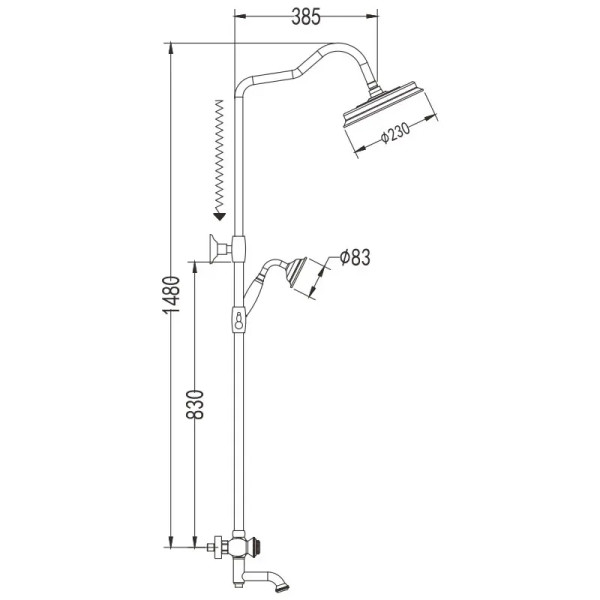 Душевая система Rose R3036Q, бронза. Фото 2