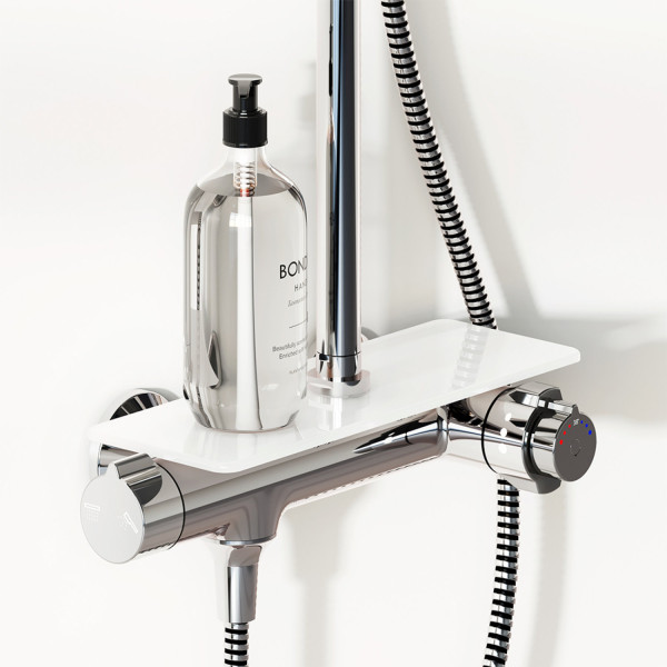 Душевая система с душевым термостатическим смесителем-полкой. Фото 4