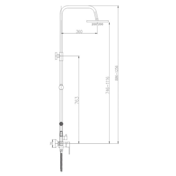 Душевая система с гиг душем Haiba HB2416, хром. Фото 2