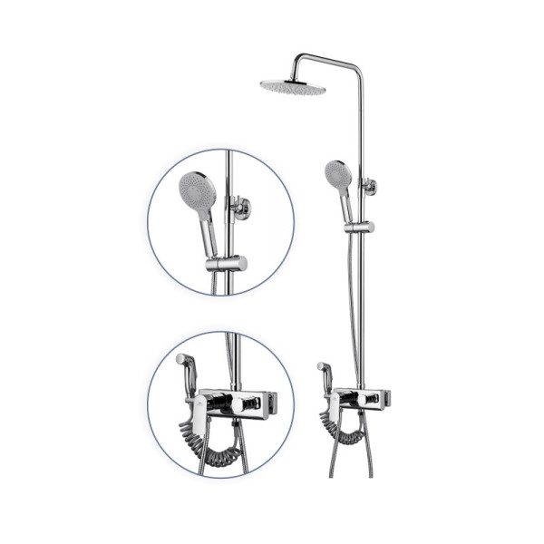 Душевая система с гигиеническим душем FASHUN A2448, хром. Фото 1