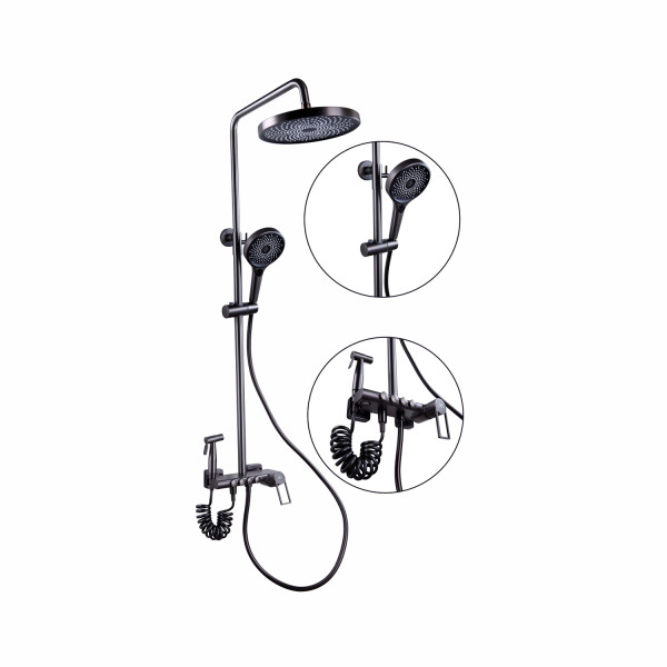 Душевая система с гигиеническим душем FASHUN A2483-17, графит. Фото 1