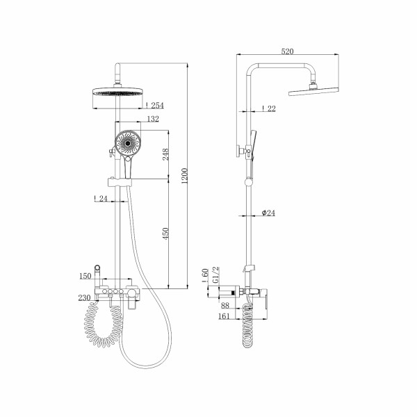 Душевая система с гигиеническим душем FASHUN A2483-17, графит. Фото 2