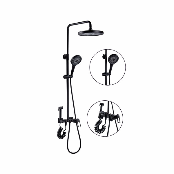 Душевая система с гигиеническим душем FASHUN A2483-7, чёрный. Фото 1