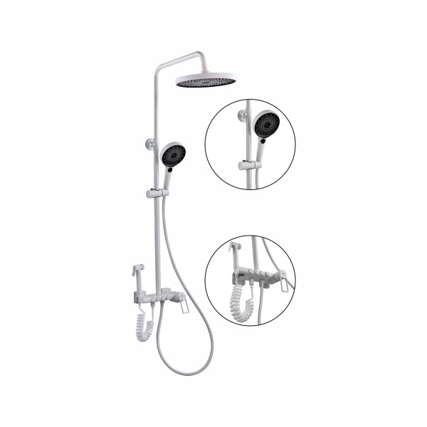 Душевая система с гигиеническим душем FASHUN A2483-8, белый. Фото 1