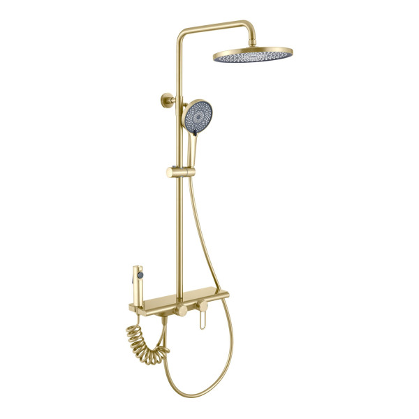Душевая система с гигиеническим душем Olive s KABRERA 37294KBG, золотой сатин. Фото 1