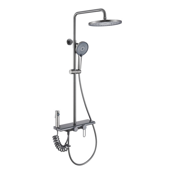 Душевая система с гигиеническим душем Olive s KABRERA 37294KBGM, оружейная сталь. Фото 1