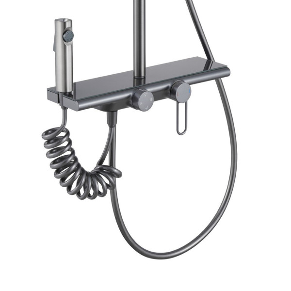 Душевая система с гигиеническим душем Olive s KABRERA 37294KBGM, оружейная сталь. Фото 3