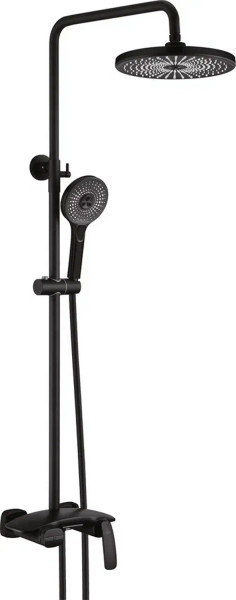 Душевая система с каскадным изливом Rose R1136H, черный. Фото 1