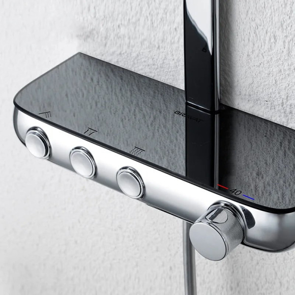 Душевая система с термостатом Bravat Cobble F6389423CP-A1-ENG, хром. Фото 5