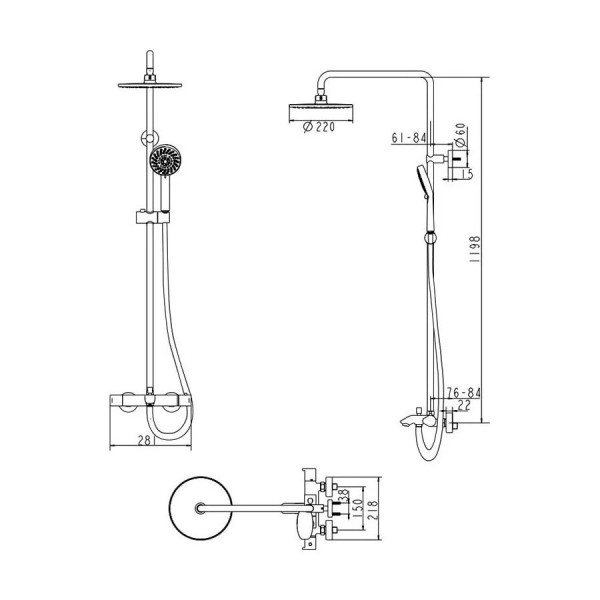 Душевая система с термостатом Bravat Waterfall F639114C-A2-RUS, хром. Фото 2