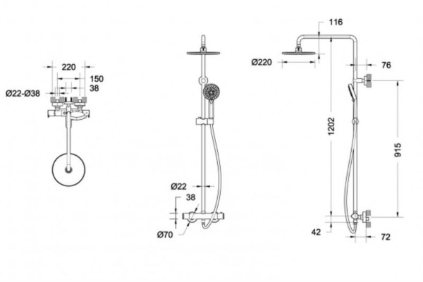 Душевая система с термостатом Bravat Waterfall F939114C-A2-RUS, хром. Фото 2