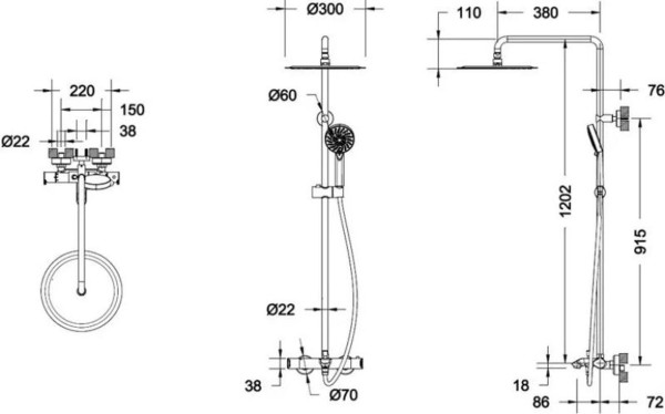 Душевая система с термостатом Bravat Waterfall SS F639114C-A5-RUS, хром. Фото 2