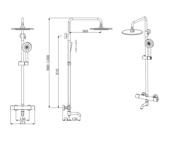 Душевая система с термостатом Bronze de Luxe SCANDI 11060C, хром. Фото 2