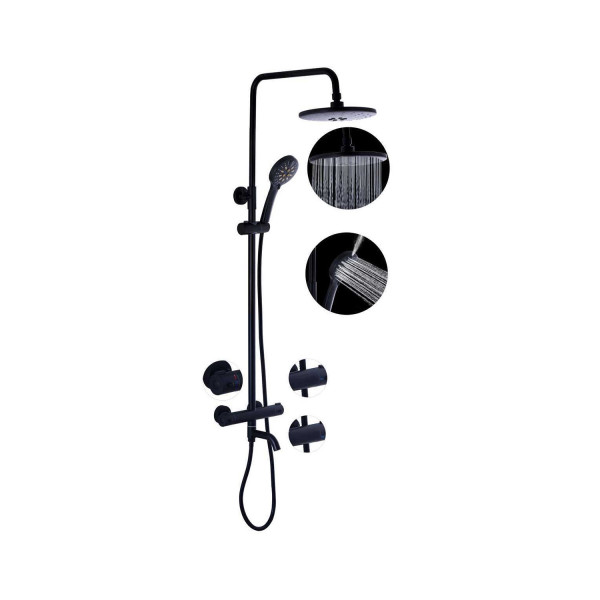 Душевая система с термостатом FASHUN A52426-7, черный. Фото 1