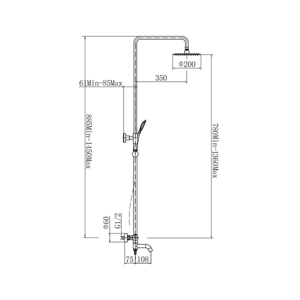 Душевая система с термостатом FASHUN A52426-8, белый. Фото 2