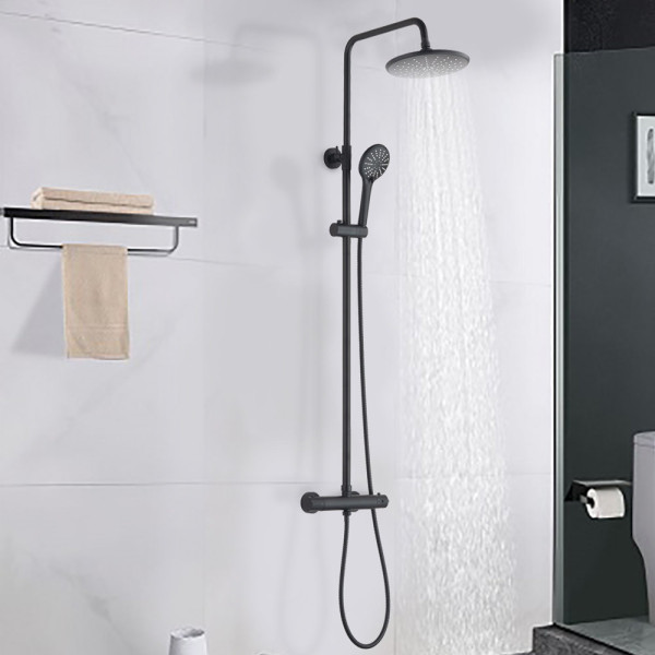 Душевая система с термостатом Olive s TERMO 34291TMB, черный. Фото 3