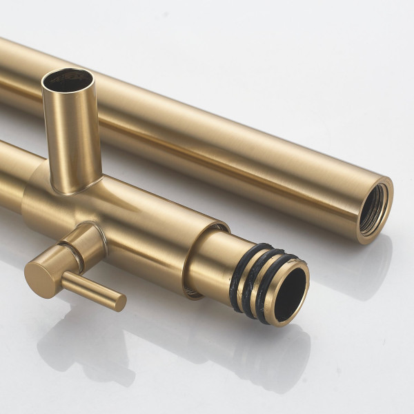 Душевая система с термостатом Rose R1896G, золотой сатин. Фото 4