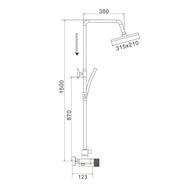 Душевая система с термостатом Rose R1896H-6, черный. Фото 2