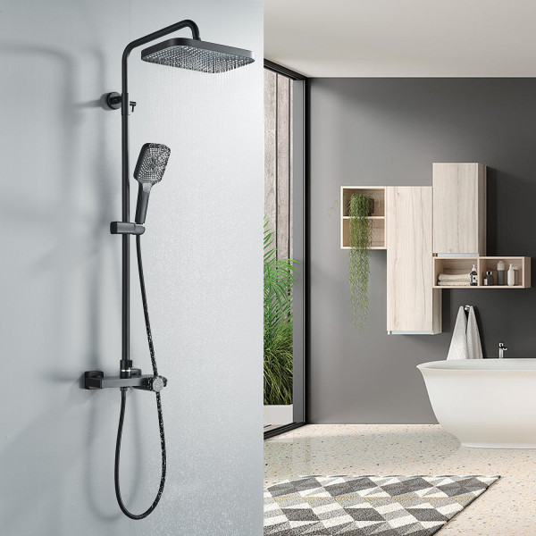 Душевая система с термостатом Rose R1896H-6, черный. Фото 8