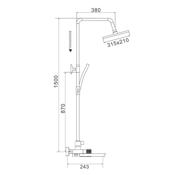 Душевая система с термостатом Rose R1896H, черный. Фото 2