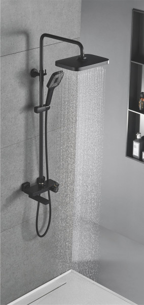 Душевая система с термостатом Rose R1896H, черный. Фото 3