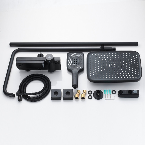 Душевая система с термостатом Rose R1896H, черный. Фото 4